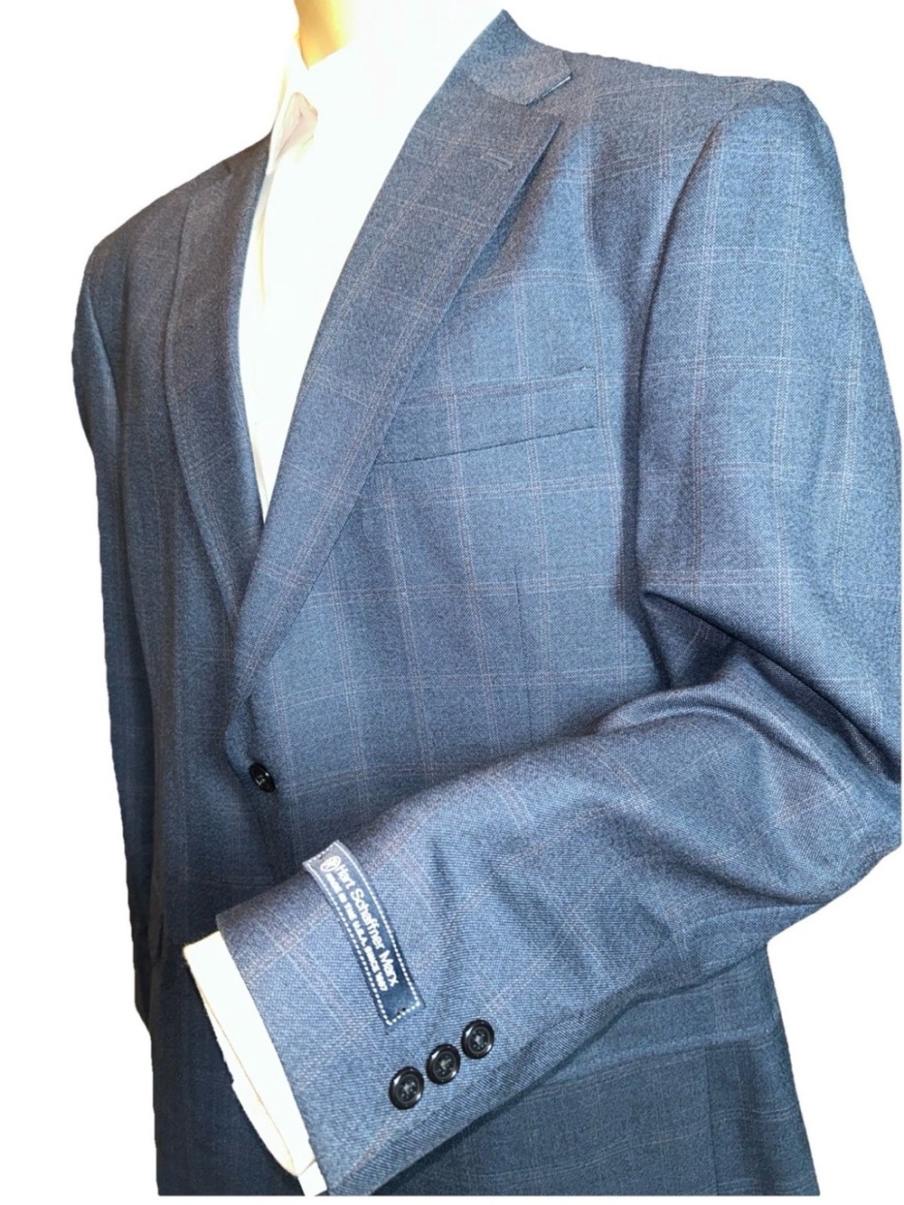 Hart Schaffner Marx Plaid Sport Jacket Worsted Wool  Blazer Sz 48L $595